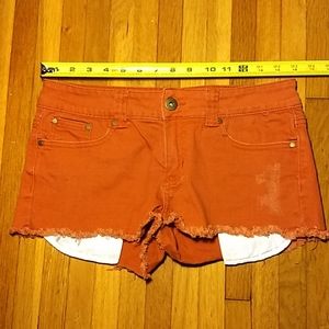Forever 21 Burnt Orange Distressed Denim Shorts 28